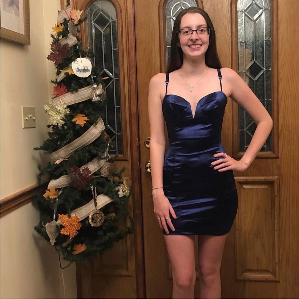 Windsor Midnight Blue Satin Mini Dress